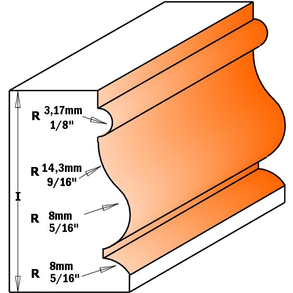 CMT 855.902.11 Molding Bit, 1/2-Inch Shank, 1-1/16-Inch Diameter, Carbide-Tipped