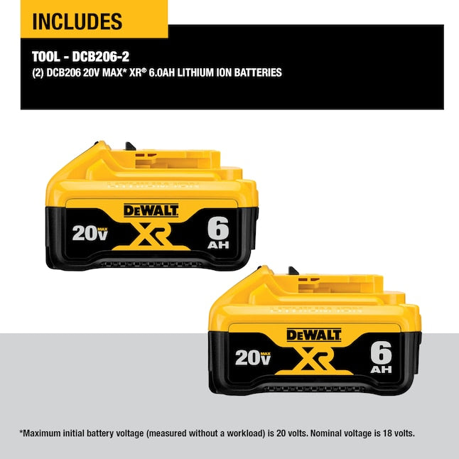 DEWALT 20 2-Pack 6 Amp-Hour; 6 Amp-Hour Lithium Battery