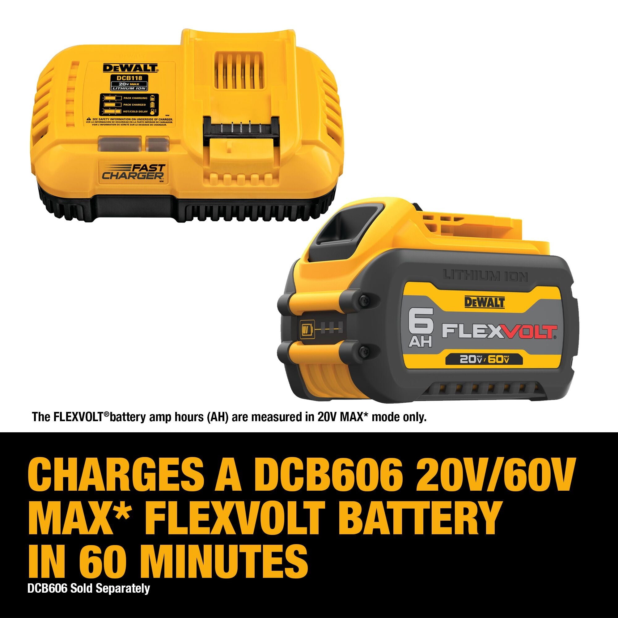 DeWALT Flexvolt 20V/60V MAX Charger, Fan Cooled Fast Charger DCB118