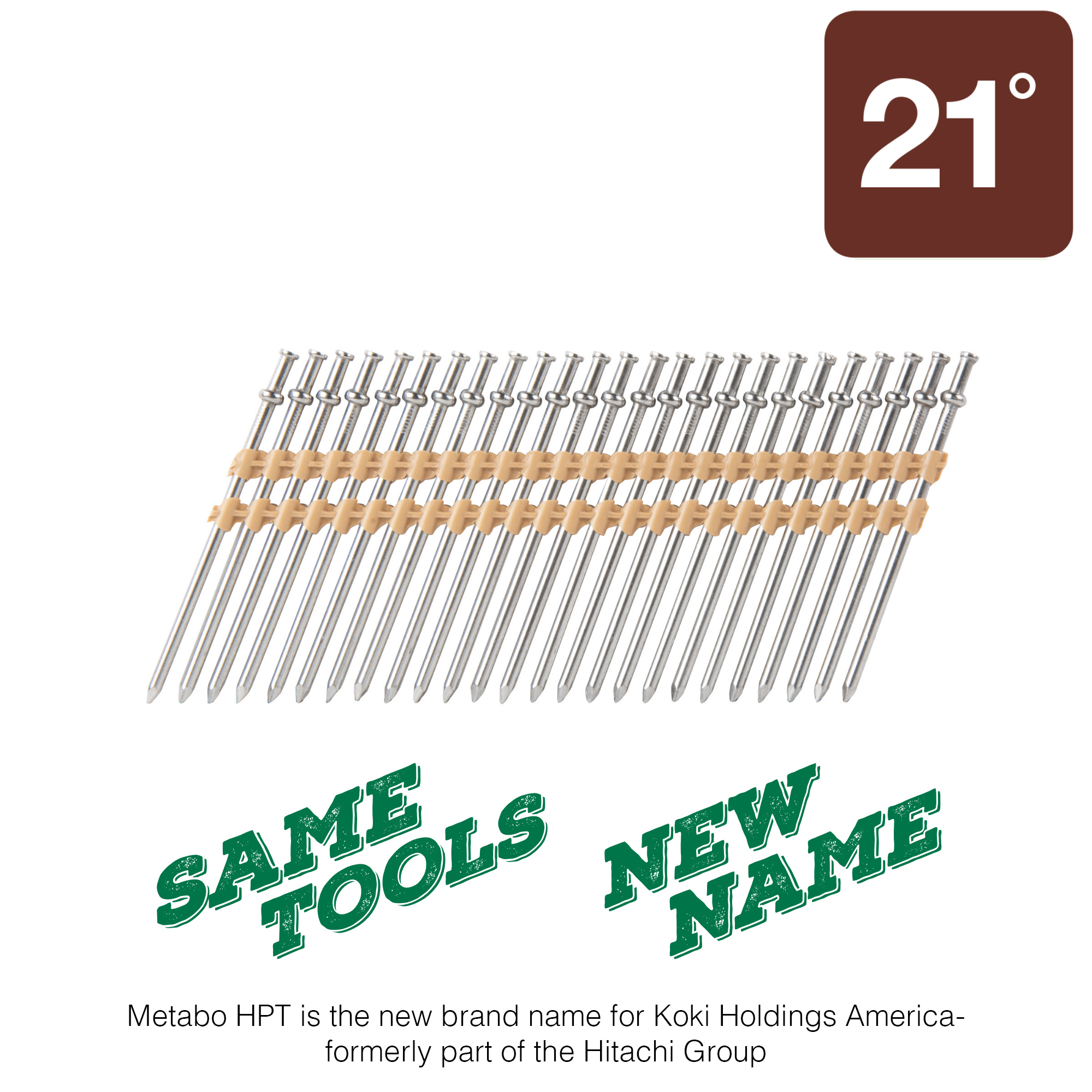 Metabo HPT 50214-6D Collated Duplex Nail 2-1/4 Inch 21 Degree Plastic Strip