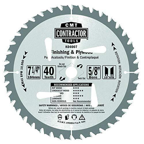 CMT K04007-X10 ITK Contractor Saw Blade Finish 7-1/4" x 5/8" T40 ATB (10-Pk)