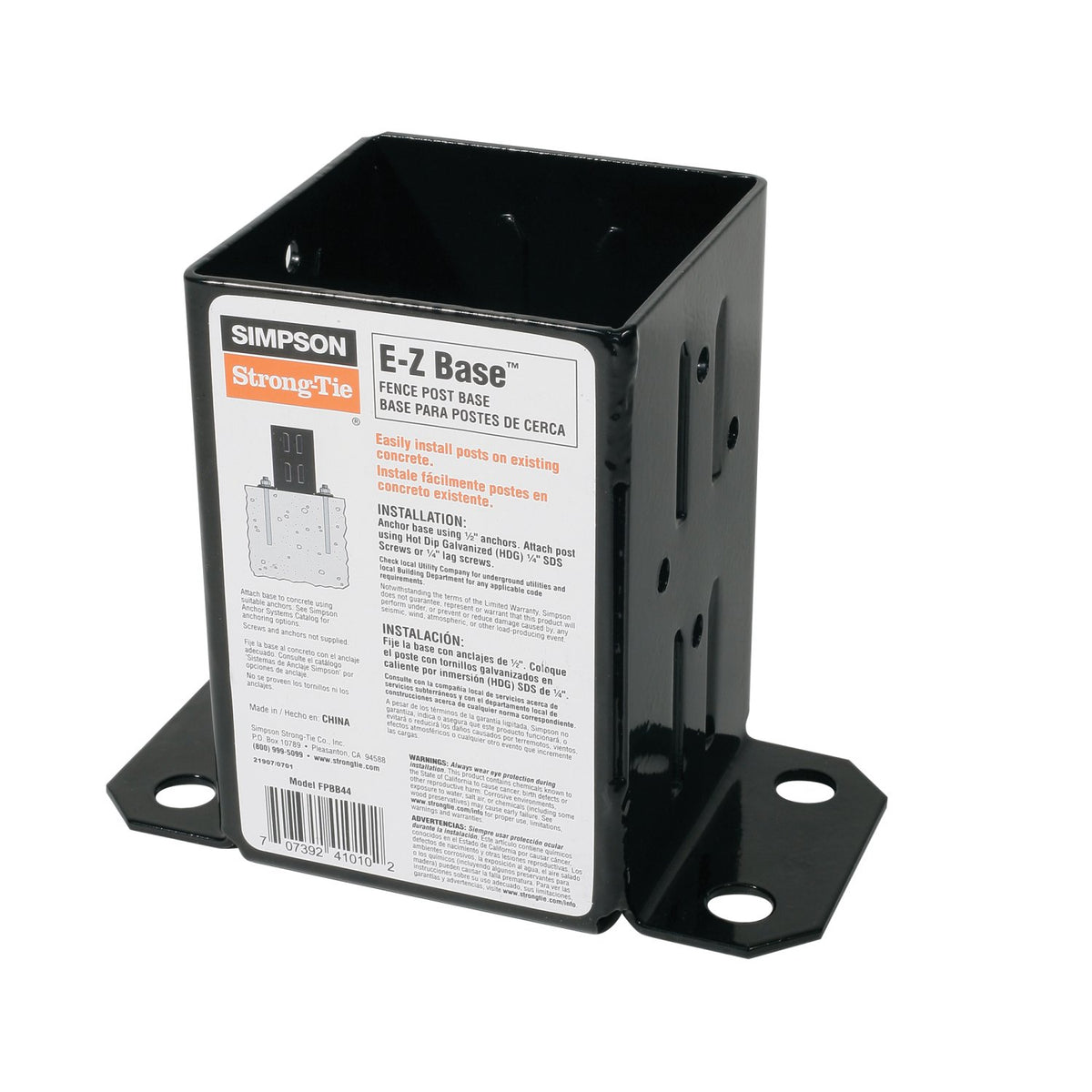 Simpson FPBB44 E-Z Base 4x4 Post Base with Black Finish