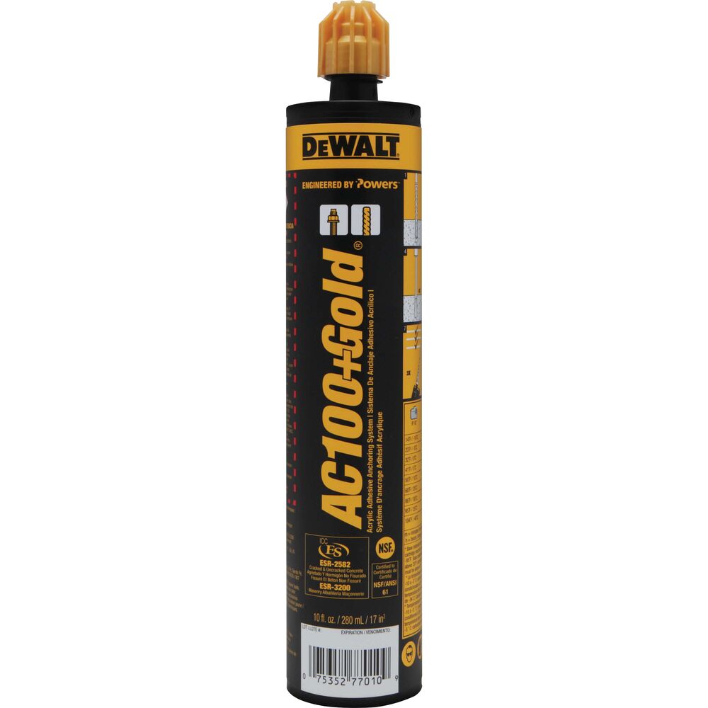 DeWALT AC100 + Gold Quik-Shot Acrylic Epoxy Adhesive 10 oz.