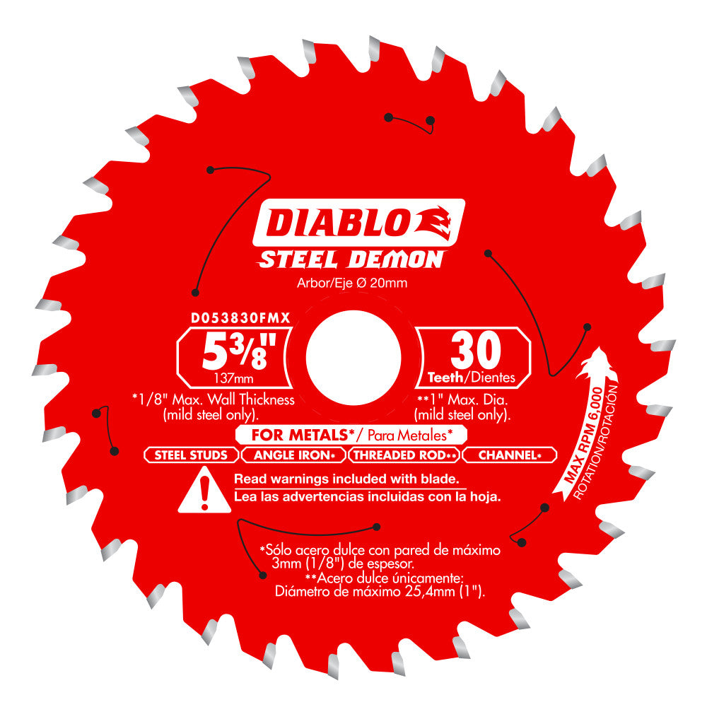 Diablo 5-3/8" x 30T Steel Demon Carbide Saw Blade for Medium Metal D053830FMX