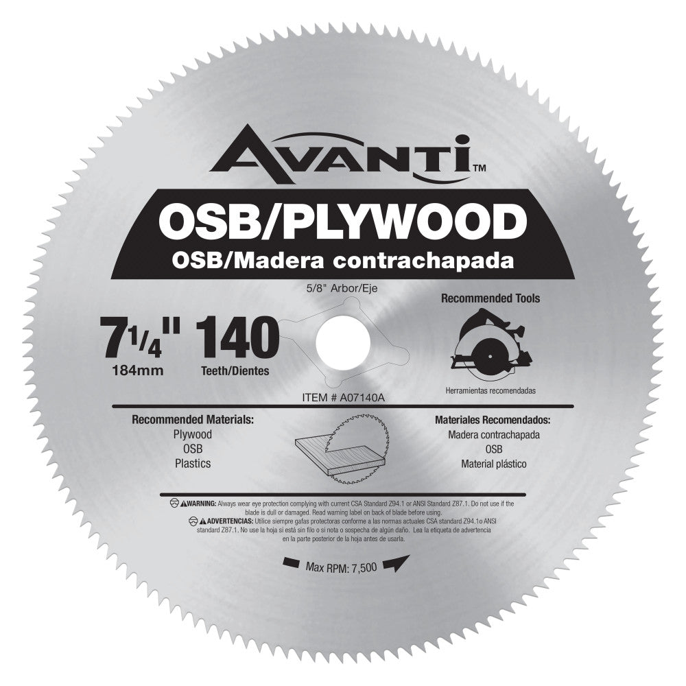 Avanti 7-1/4" x 140-Tooth OSB/Plywood Circular Saw Blade A07140A