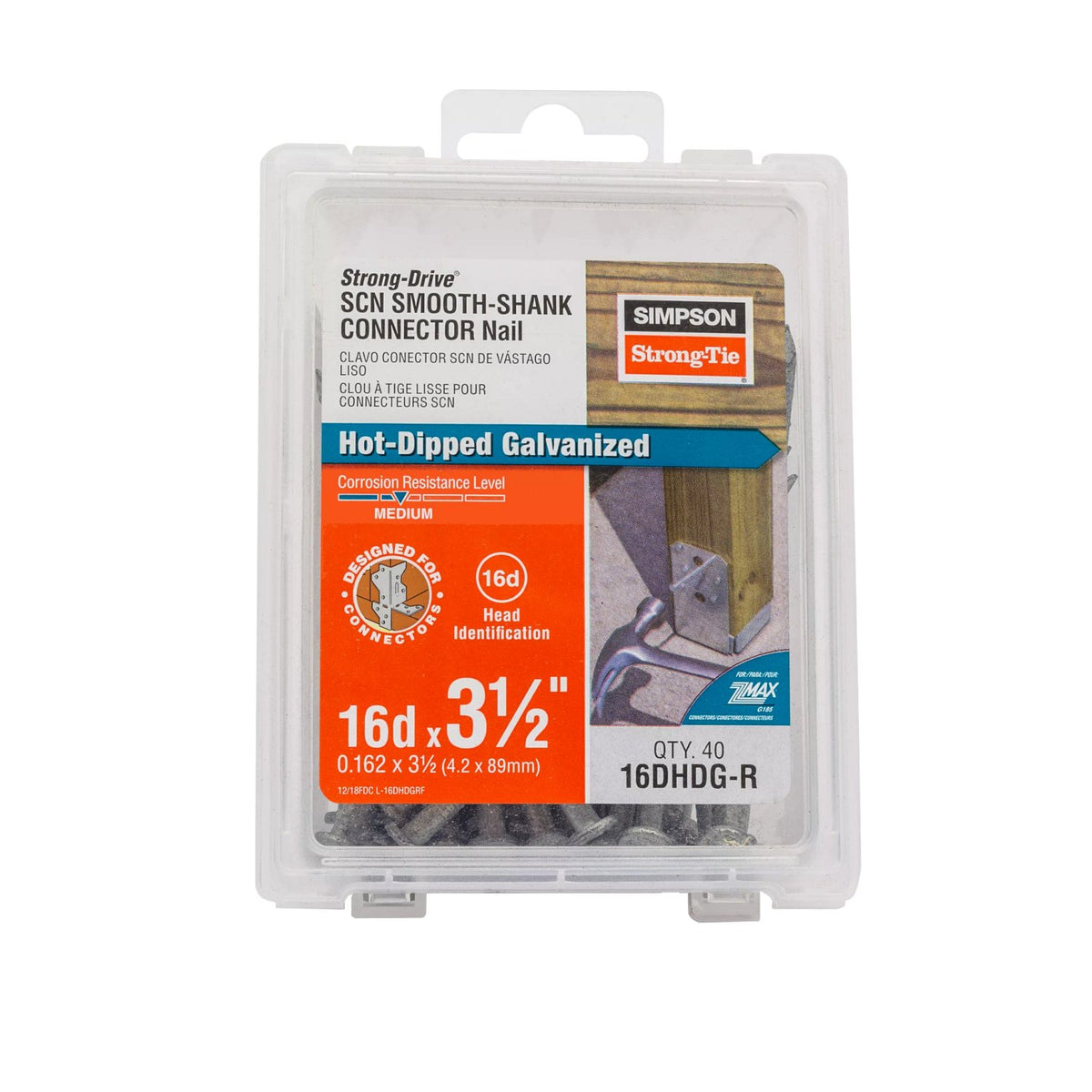 Simpson Strong-Drive 16d x 3-1/2" SCN Smooth Shank Connector Nail, Hot-Dip Galvanized