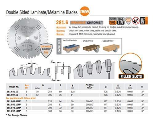 CMT 281.697.12 Chrome Double Sided Laminate Melamine Saw Blades