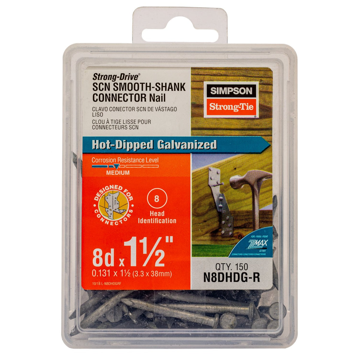 Simpson Strong-Drive 8d x 1-1/2" SCN Smooth Shank Connector Nail, Hot-Dip Galvanized