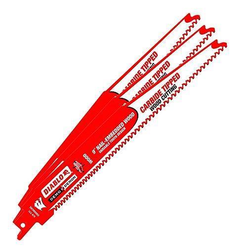 Diablo 9" 5/7 TPI Carbide Teeth Recip Saw Blades for Nail-Embedded Wood