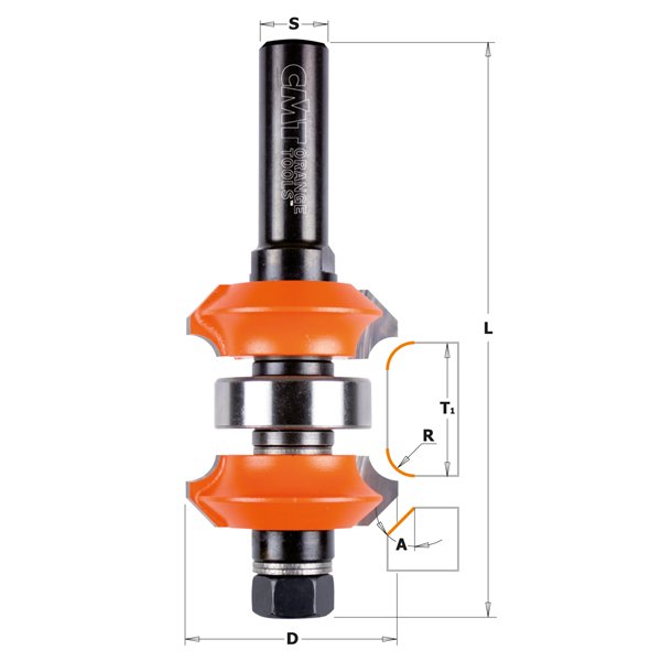 CMT 800.623.11 Adjustable Roundover & Bevel Router Bit 1-1/2" S=1/2"