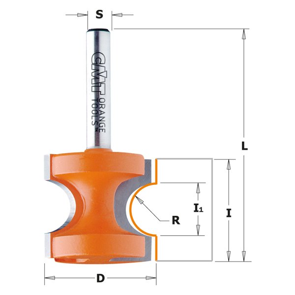CMT 854.002.11 Bead & Bull Nose Bit 7/8" x 3/4" R=1/8" S=1/4"
