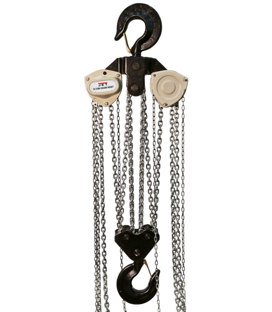JET 15-Ton Hand Chain Hoist w/20' Lift & Overload Protection L-100 1500WO-20