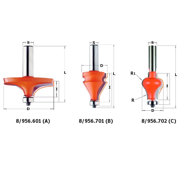 CMT 856.601.11 Table Edge Bit, 1/2-Inch Shank, 2-1/2-Inch Diameter,Orange