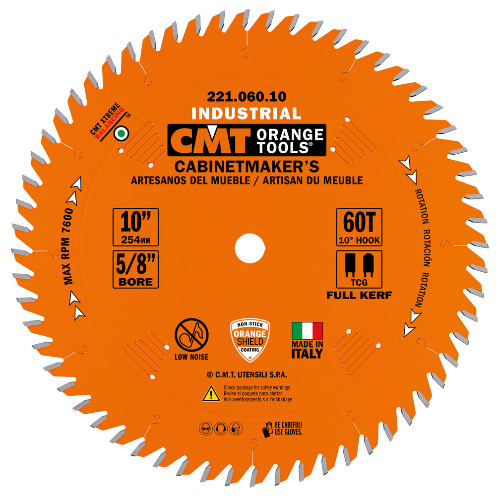 CMT 221.060.10 Industrial Cabinetshop Saw Blade 10" x 5/8" T60 TCG
