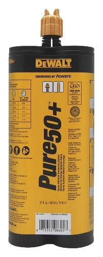 DeWALT Pure50+ 21 Oz Epoxy Injection Adhesive Anchoring System 08605-PWR
