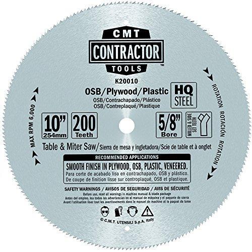 CMT K20010 ITK Contractor Saw Blade Finish for Plywood 10" x 5/8" T200