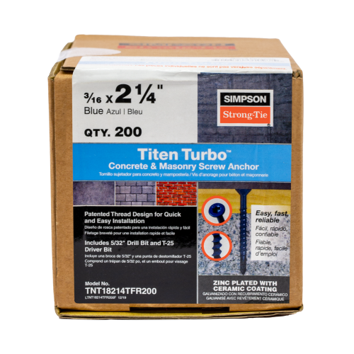 Simpson TNT18214TFC75 3/16 x 2-1/4 Flat Titen Turbo Screw Anchor