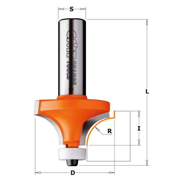 CMT 880.501.11 Solid Surface - Rounding Over Bit 3/4" x 3/8" R=3/64" S=1/2"