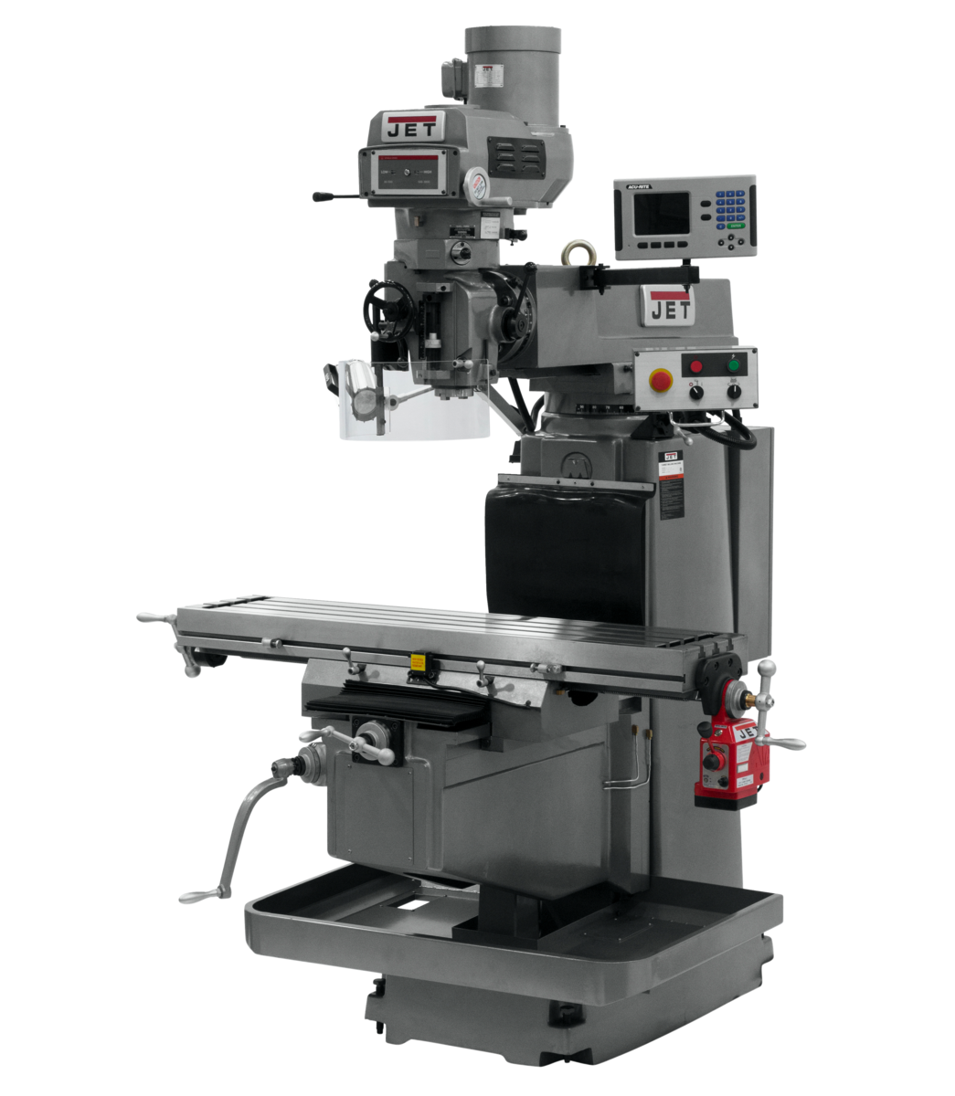698049, JTM-1254VS, Jet, Metalworking, Milling, Vertical Mills, NT-40, Acu-Rite 203 2-Axis DRO X-Axis Powerfeed