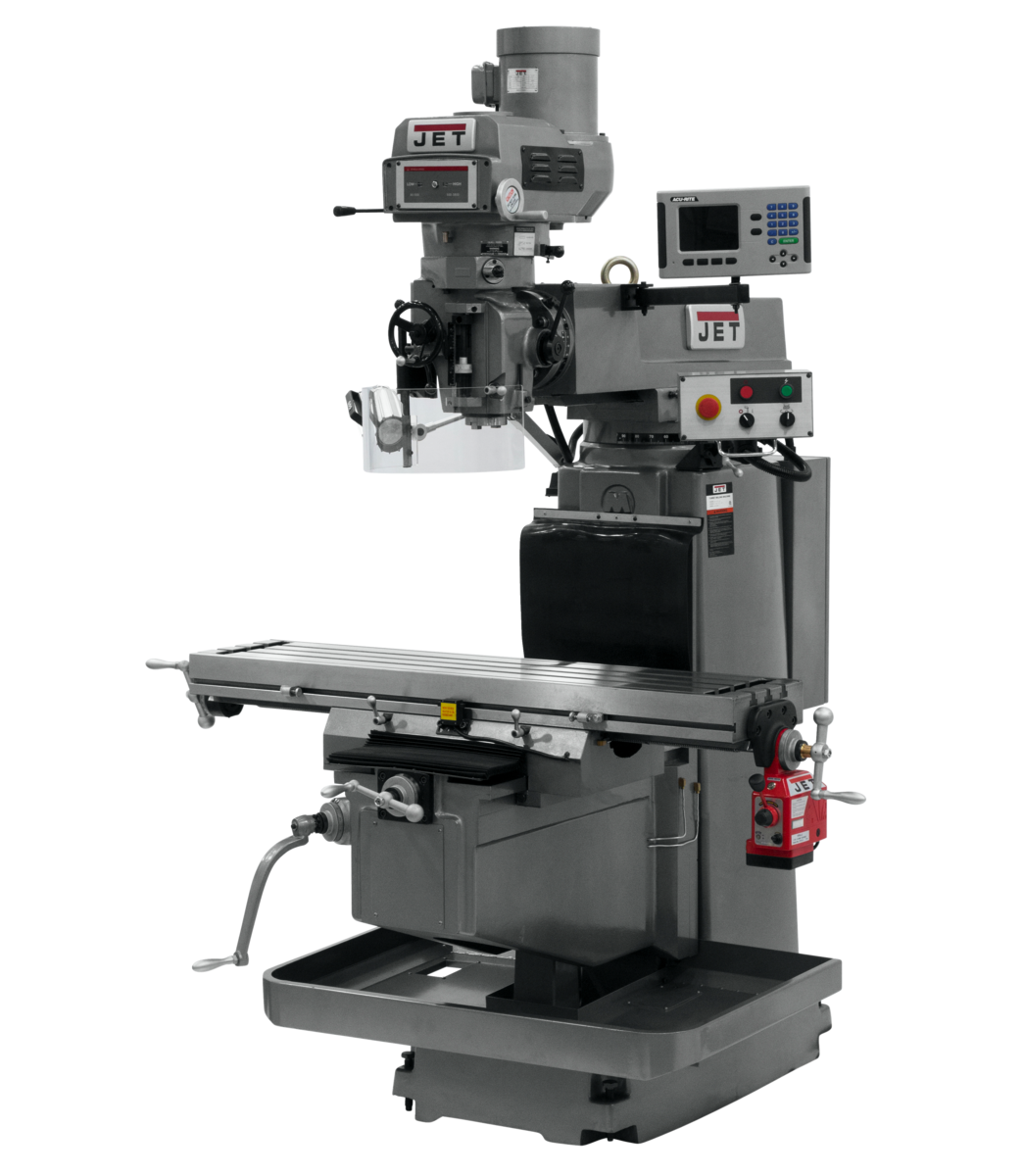 698055, JTM-1254VS, Jet, Metalworking, Milling, Vertical Mills, NT-40, Acu-Rite 203 3-Axis (Knee) DRO &  X Powerfeed