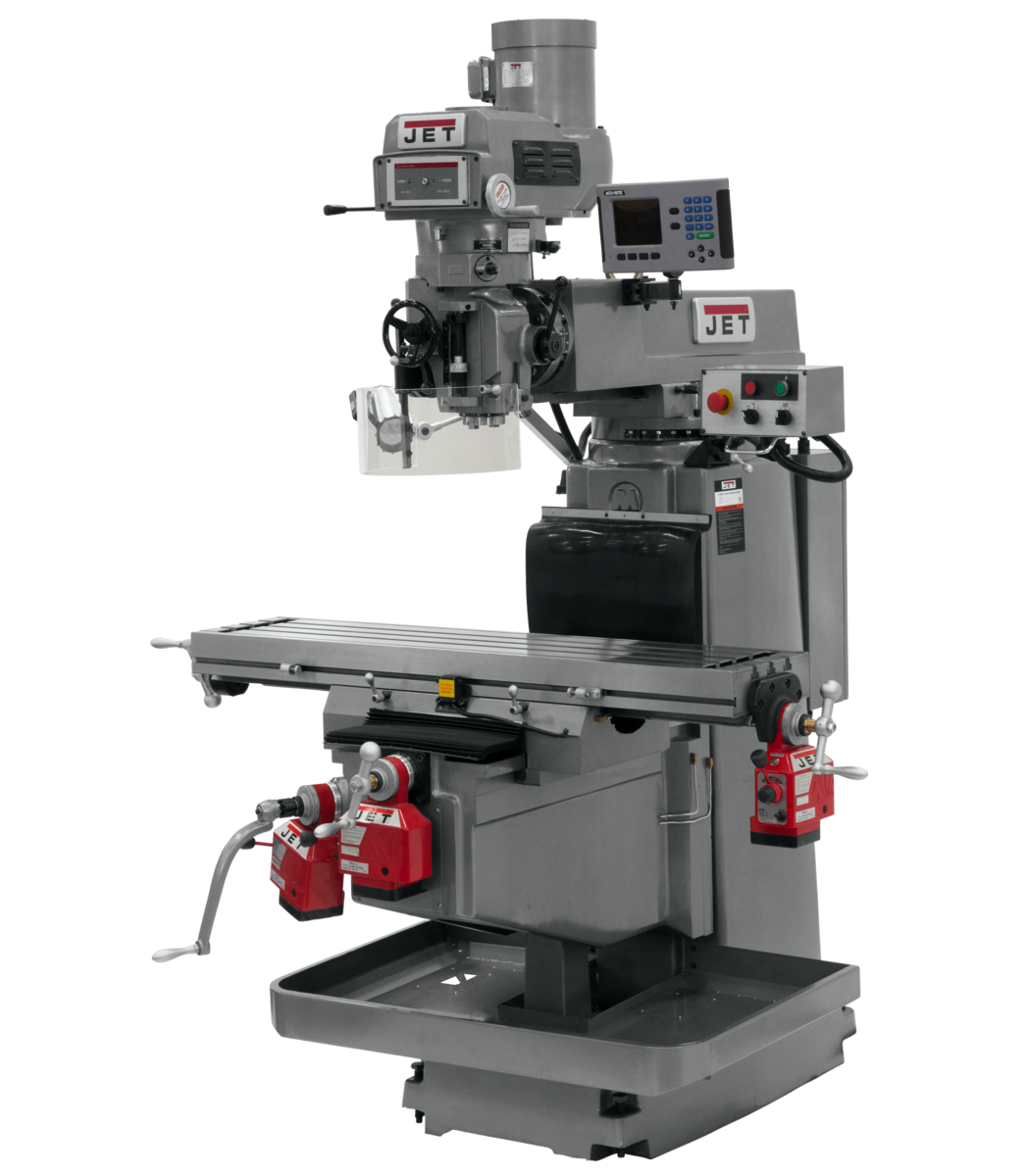 698065, JTM-1254VS, Jet, Metalworking, Milling, Vertical Mills, NT-40, Acu-Rite   203 3-Axis (Quill) DRO,  X, Y & Z    Powerfeeds