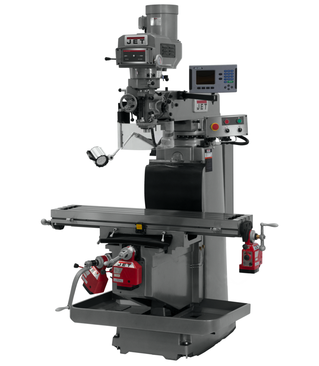 698118, JTM-1254RVS, Jet, Metalworking, Milling, Vertical Mills, R-8, Acu-Rite 203 3-Axis (Knee) DRO, X, Y & Z  Powerfeeds