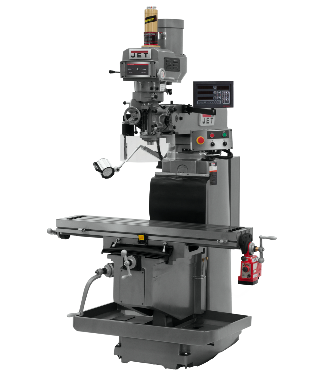 698127, JTM-1254RVS, Jet, Metalworking, Milling, Vertical Mills, R-8, Newall DP700 DRO X Powerfeed and Air Power Drawbar