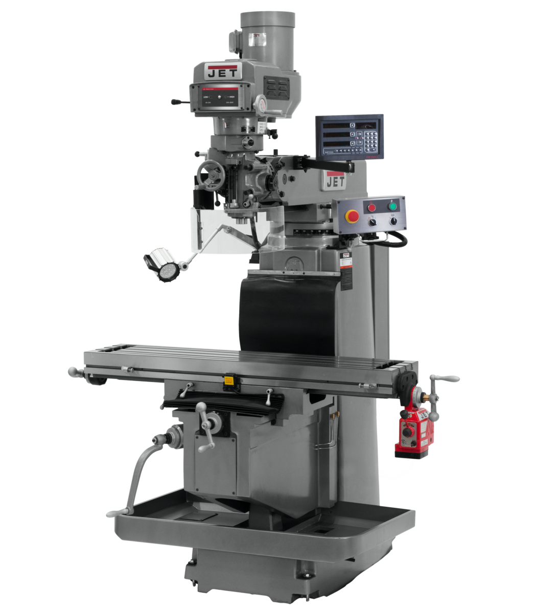 698132, JTM-1254RVS, Jet, Metalworking, Milling, Vertical Mills, R-8, Newall DP700 3-Axis (Knee) DRO &  X Powerfeed