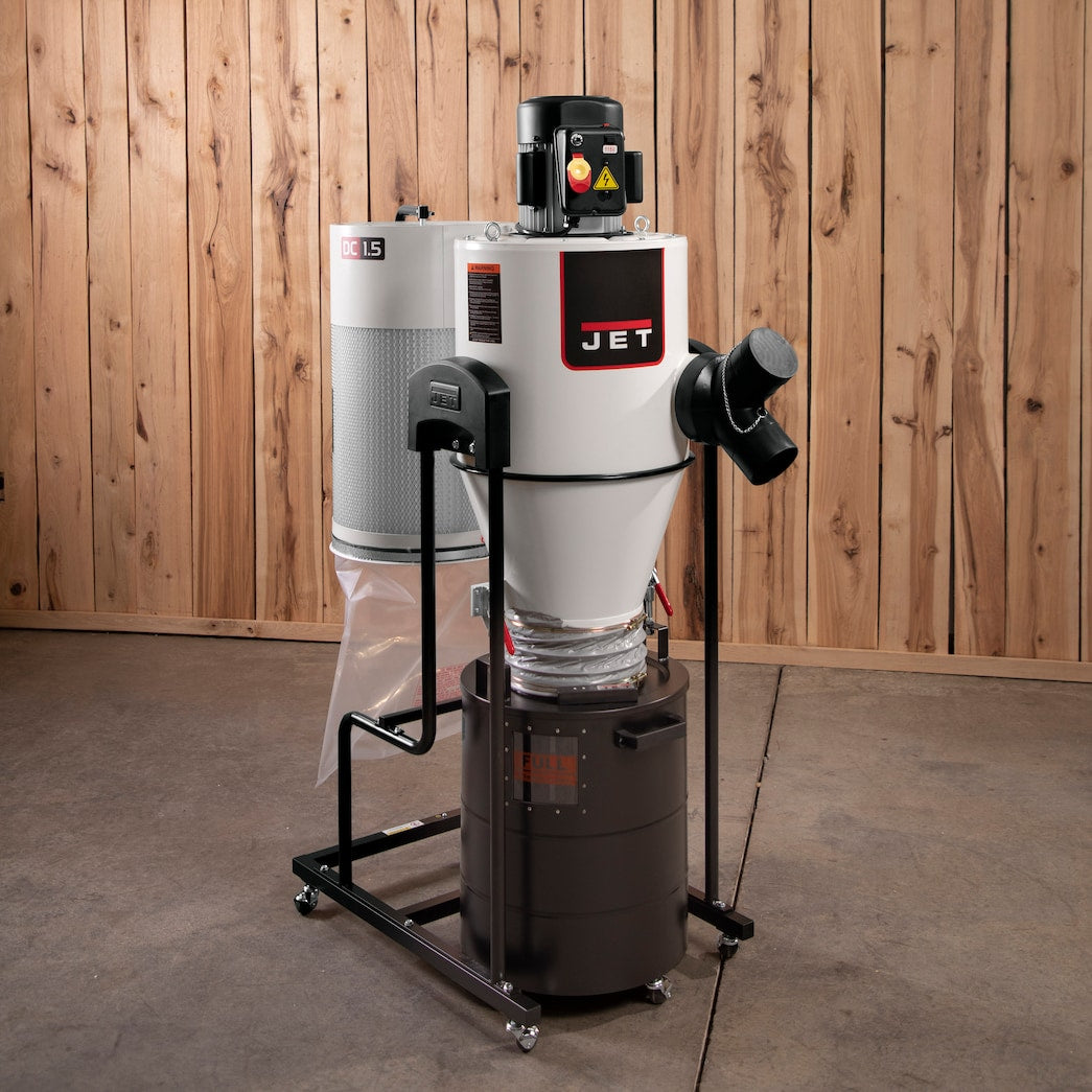 JET JCDC-1.5 Cyclone Dust Collector, 2-Micron Filter, 763 CFM, 1-1/2 HP, 1Ph 115V
