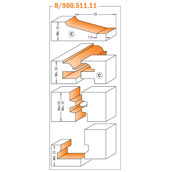 CMT 800.511.11 5 Piece Complete Kitchen Set Profile Number C