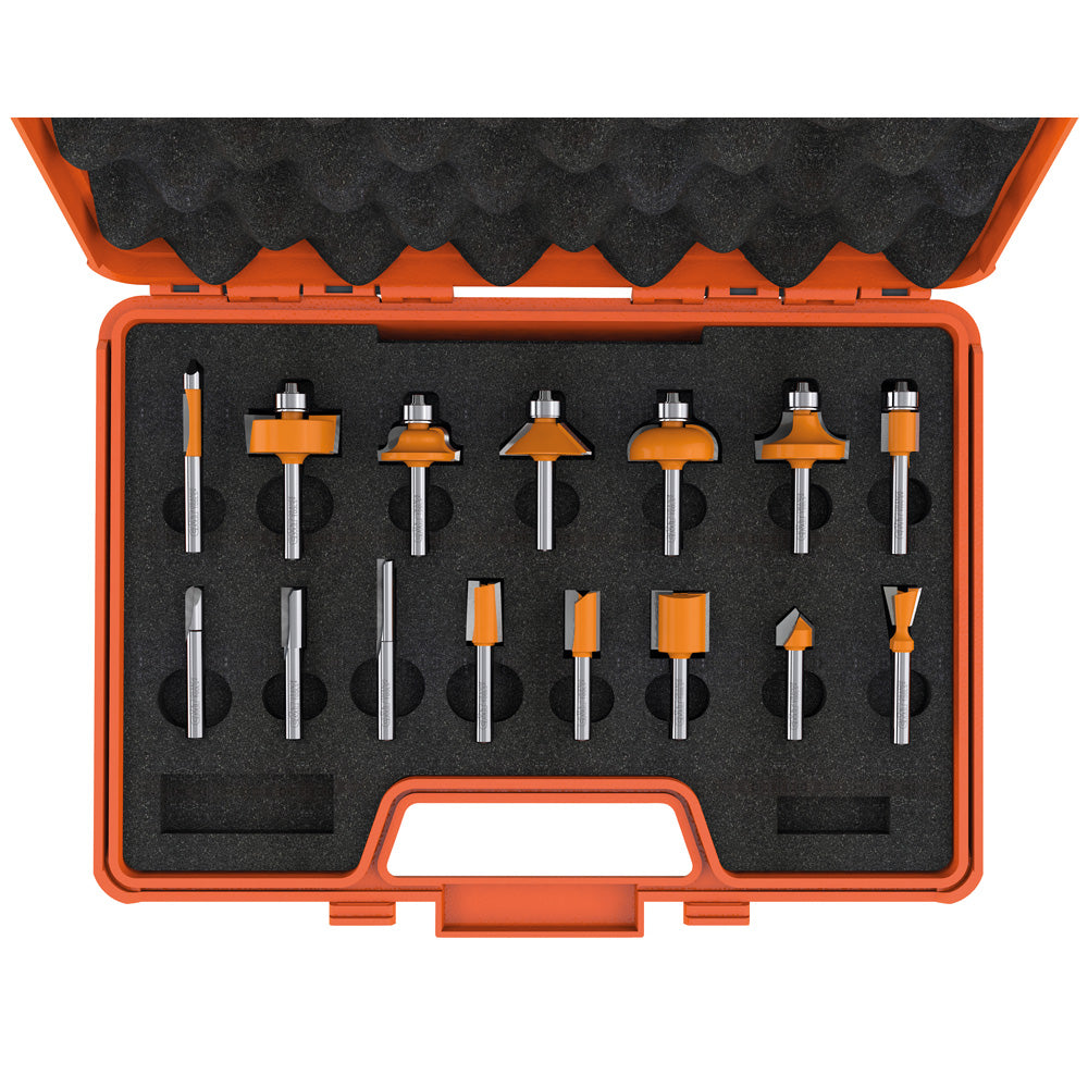 CMT 800.001.00 15-Piece Router Bit Set 1/4" Shank