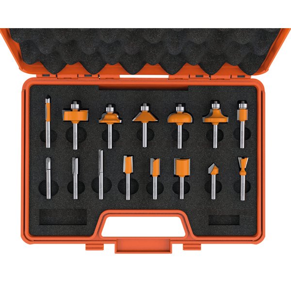 CMT 800.001.00 15-Piece Router Bit Set 1/4" Shank