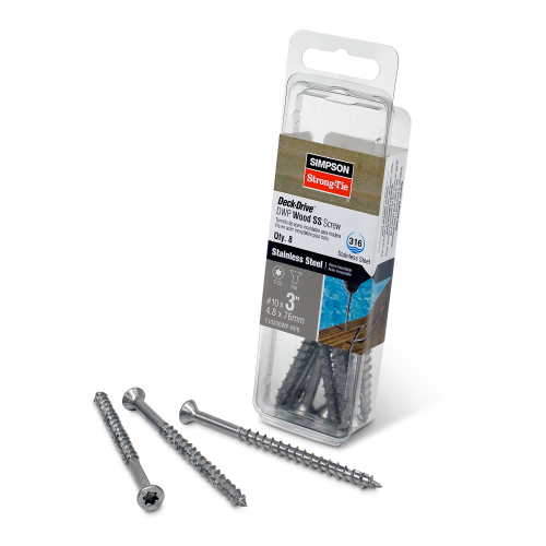 Simpson #10 3" 316 SS Deck-Drive DWP Wood Screw, T25, Flat Head