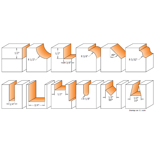 CMT 800.503.11 12-Piece Router Bit Set 1/4-Inch Shank