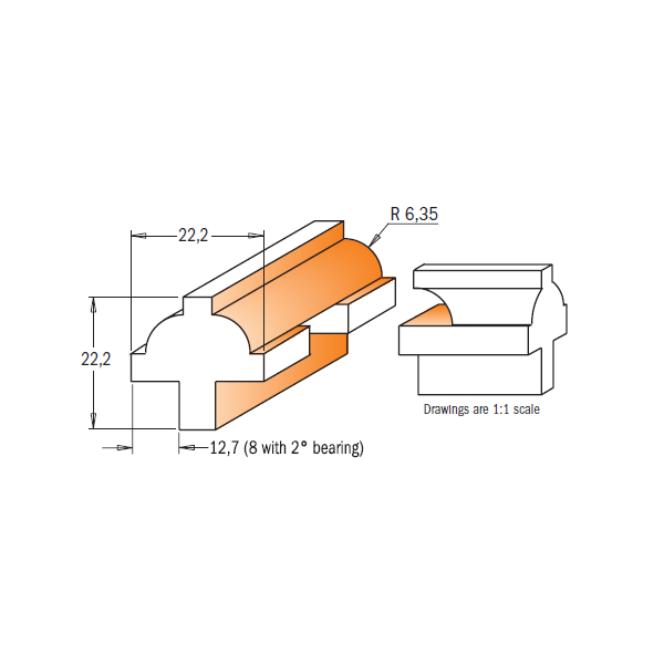 CMT 800.525.11 3-Piece Divided Light Door Set 1/2-Inch Shank
