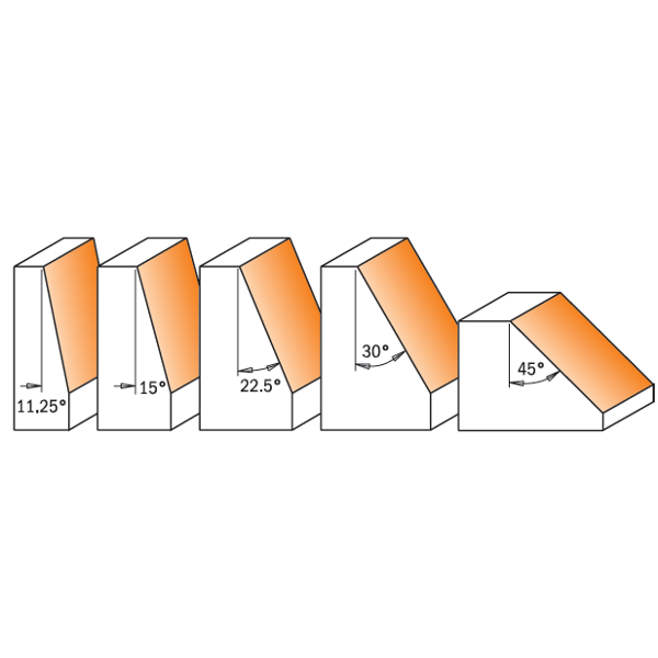 CMT 836.501.11 5-Piece Chamfer Bit Set in Carrying Case 1/2-Inch Shank Carbide-Tipped