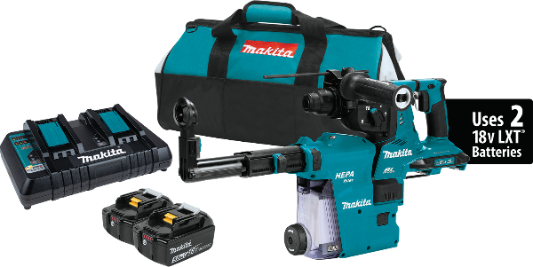 Makita 18V X2 LXT 1-1/8" AVT Rotary Hammer Kit w/HEPA Dust Extractor SDS-PLUS