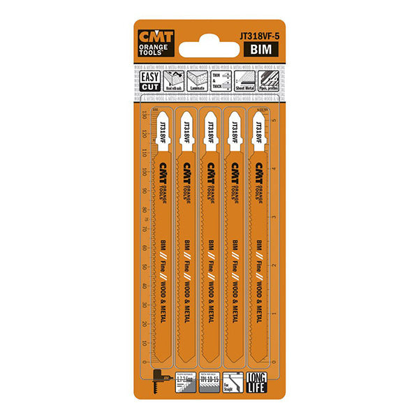 CMT JT318VF-5 Bimetal 8% Cobalt Jig Saw Blade for Wood and Metal T-shank (5 pack)