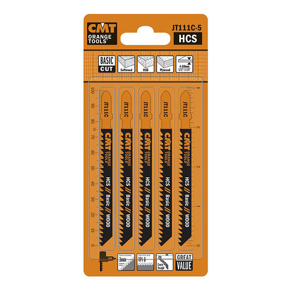CMT JT111C-5 HCS 4" x 8 TPI Jig Saw Blades for Wood 5-Pack