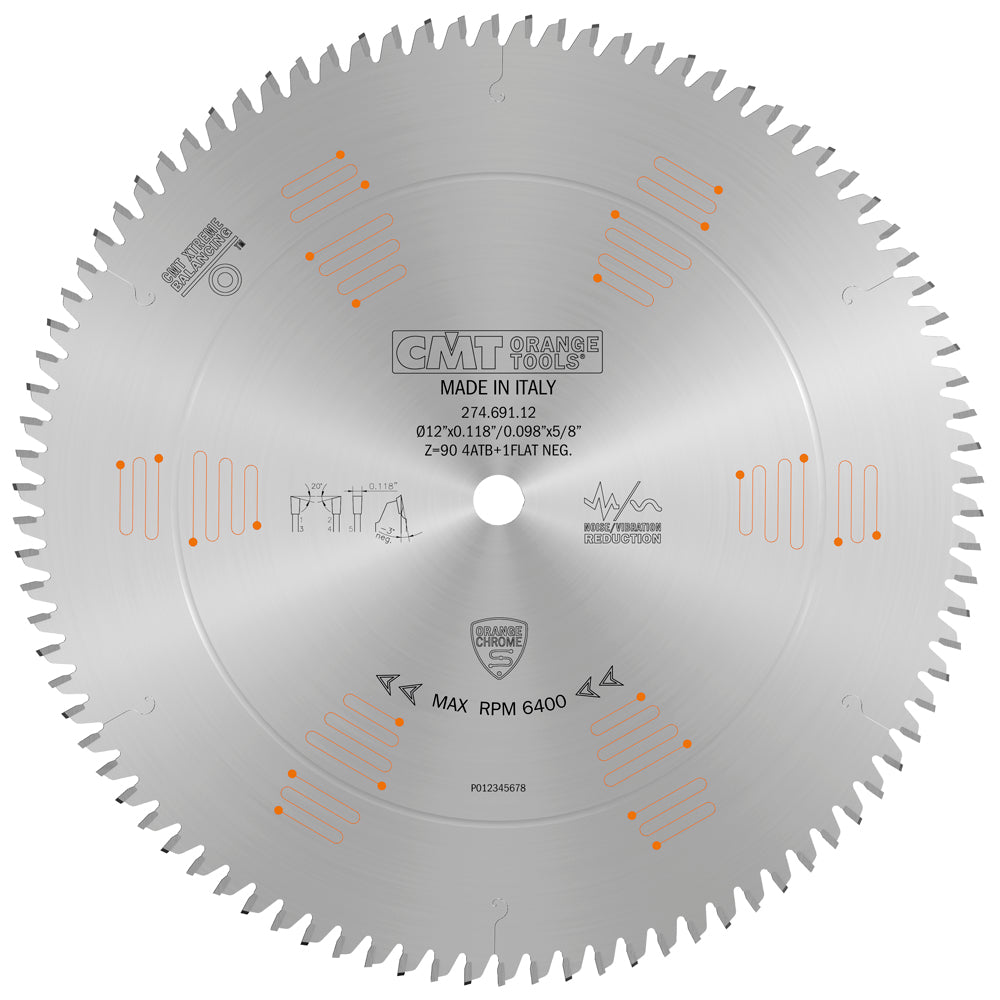 CMT 274.691.12 Super Fine Finishing Sliding Compound Blade 12" x 5/8" T90