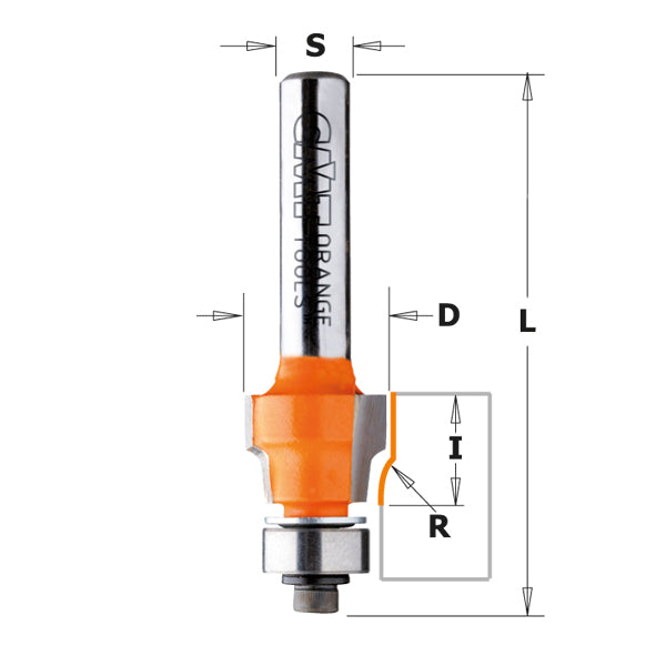 CMT 807.004.11 File-Free Flush Trim Bit for Laminates, 1/64-Inch Radius, 1/2-Inch Shank
