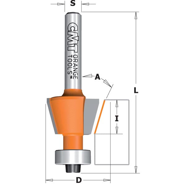 CMT 809.016.11 Combination Trimmer Bit 15 degree Cutting Angle 1/4-Inch Shank
