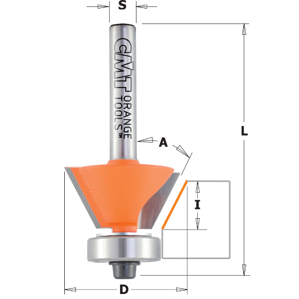 CMT 809.023.11 Combination Trimmer Bit with 22-Degree Cutting Angle 1/4-Inch Shank