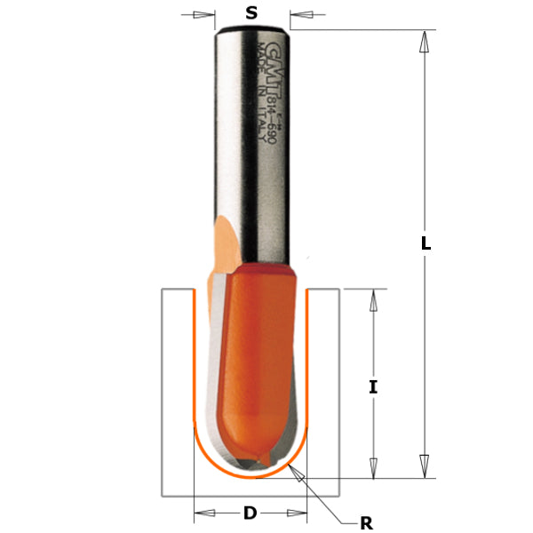 CMT 814.817.11 Round Nose Bit with 5/8-Inch Radius 1/2-Inch Shank