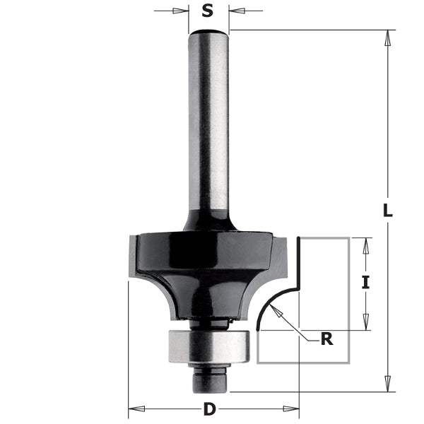 CMT 83804 Contractor Roundover and Beading Bit 1/4" Shank 1" Diameter 17/32" Cut Length