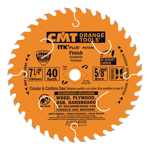 CMT P07040 ITK-Plus Finish Blade 7-1/4" x 5/8" T40 ATB+Shear