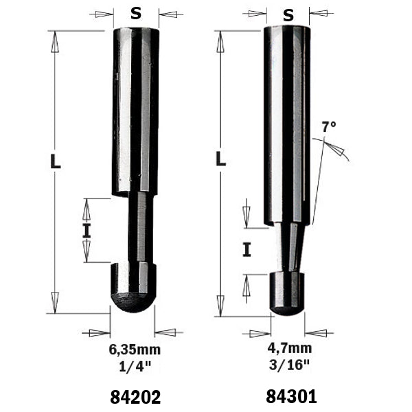 CMT 84301 Contractor Solid Carbide Laminate Trimmer Bit 1/4-inch Diameter 7 degree Bevel 1/4-Inch Shank