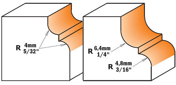 CMT 844.850.11 Classical Ogee Bit 1/2-Inch Shank Radius from 3/16 to 1/4-Inch Carbide-Tipped