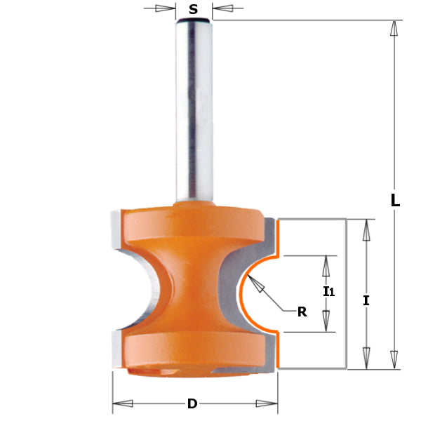 CMT 854.509.11 Bull Nose Bit 1/2-Inch Shank 1/2-Inch Radius Carbide-Tipped
