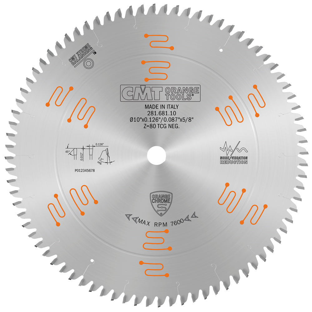 CMT 281.681.10 Double Sided Laminate & Melamine Saw Blade 10" x 5/8" T80 TCG Neg